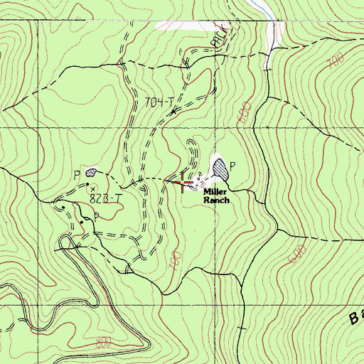 Topographic Map of Miller Ranch, CA