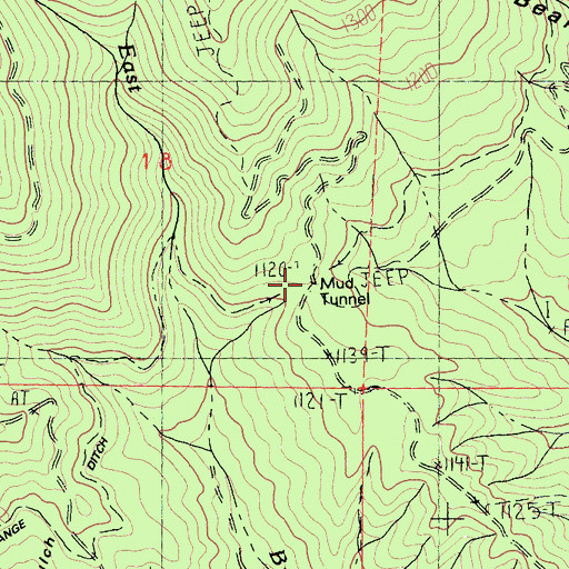 Topographic Map of Mud Tunnel, CA