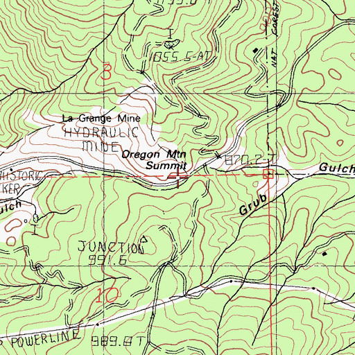 Topographic Map of Oregon Mountain Summit, CA