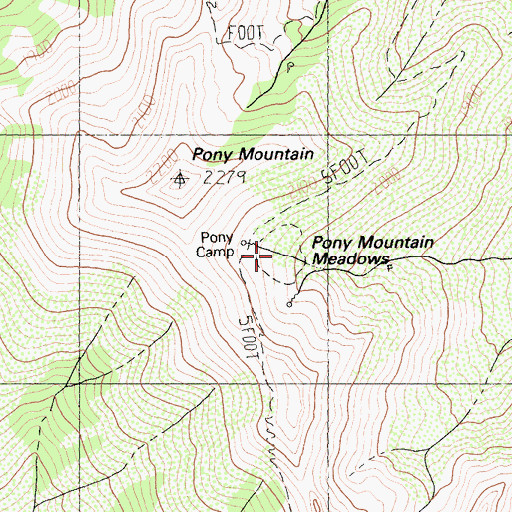 Topographic Map of Pony Mountain Meadows, CA