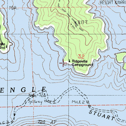 Topographic Map of Ridgeville Campground, CA