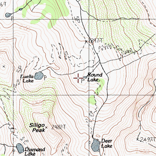 Topographic Map of Round Lake, CA
