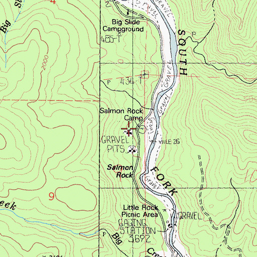 Topographic Map of Salmon Rock Camp, CA