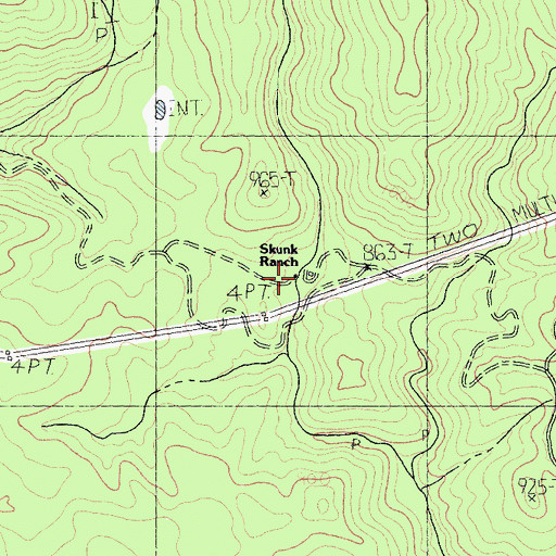 Topographic Map of Skunk Ranch, CA