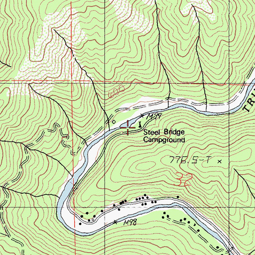 Topographic Map of Steel Bridge Campground, CA