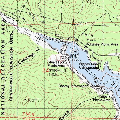 Topographic Map of Stuart Fork Picnic Area, CA