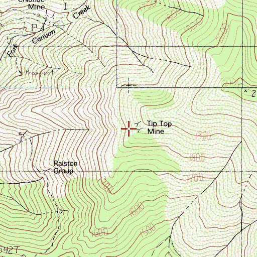 Topographic Map of Tip Top Mine, CA