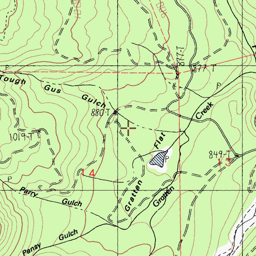 Topographic Map of Tough Gus Gulch, CA