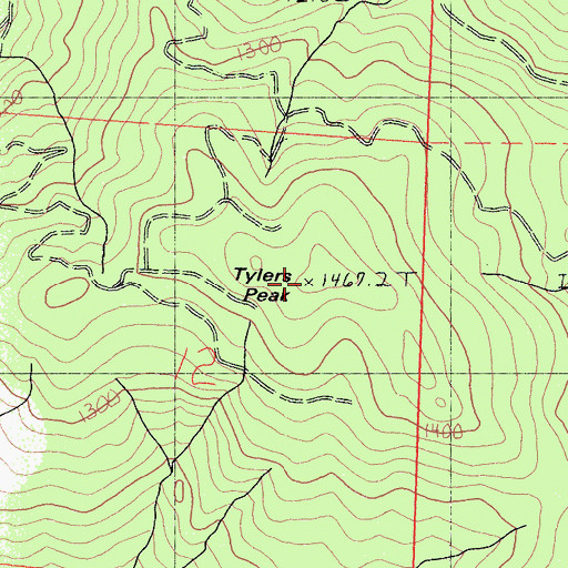 Topographic Map of Tylers Peak, CA