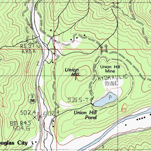 Topographic Map of Union Hill, CA