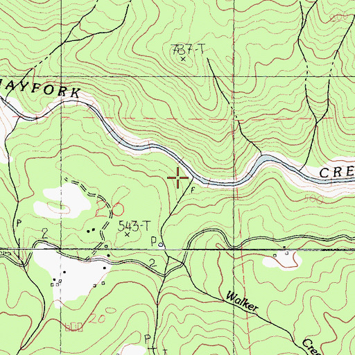 Topographic Map of Walker Creek, CA