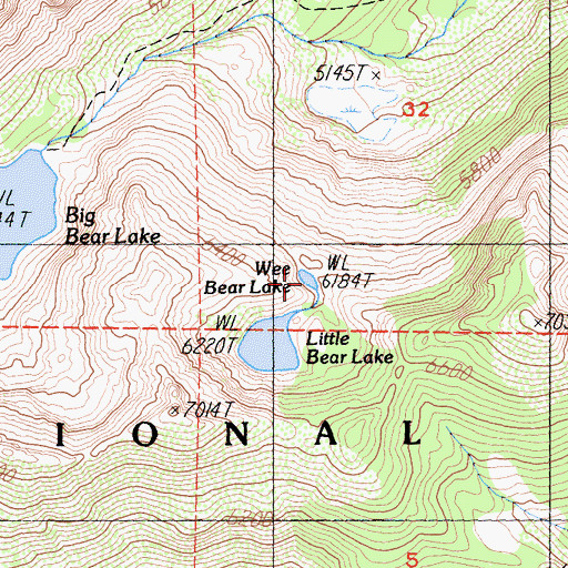 Topographic Map of Wee Bear Lake, CA