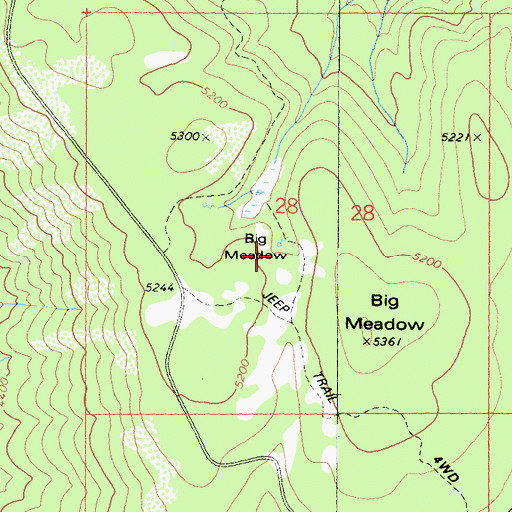 Topographic Map of Big Meadow Camp (historical), CA