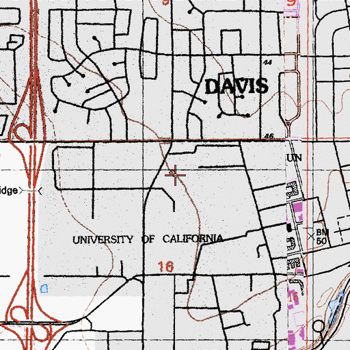 Topographic Map of Bixby Hall, CA