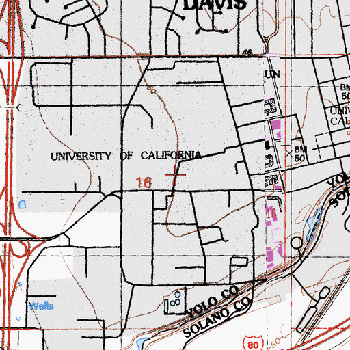Topographic Map of Briggs Hall, CA