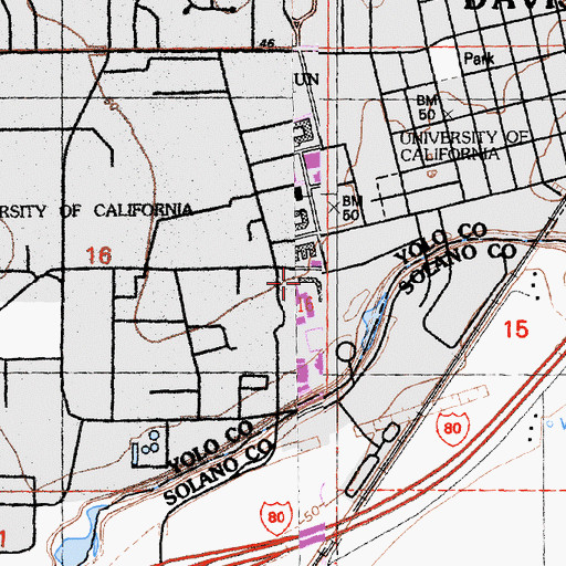 Topographic Map of Everson Hall, CA