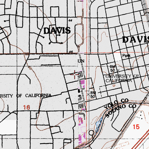 Topographic Map of Hunt Hall, CA