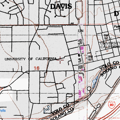 Topographic Map of Hutchison Hall, CA