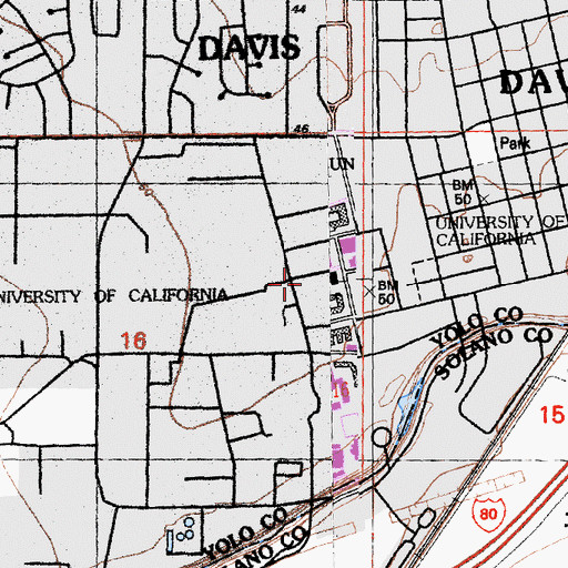 Topographic Map of Kerr Hall, CA