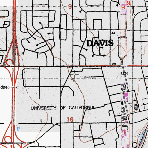Topographic Map of Malcolm Hall, CA