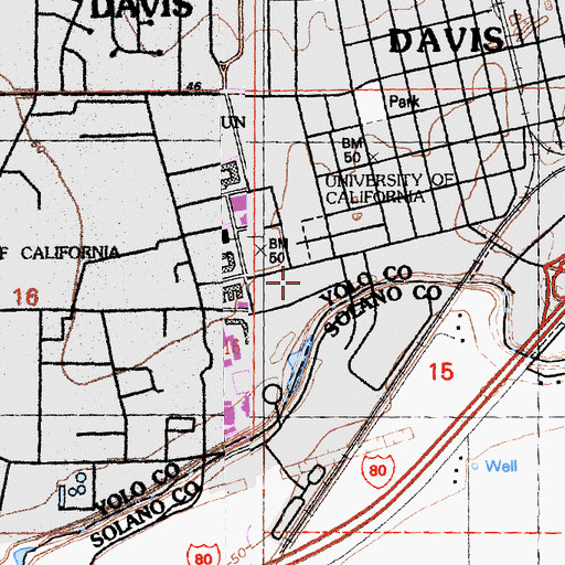 Topographic Map of Olson Hall, CA