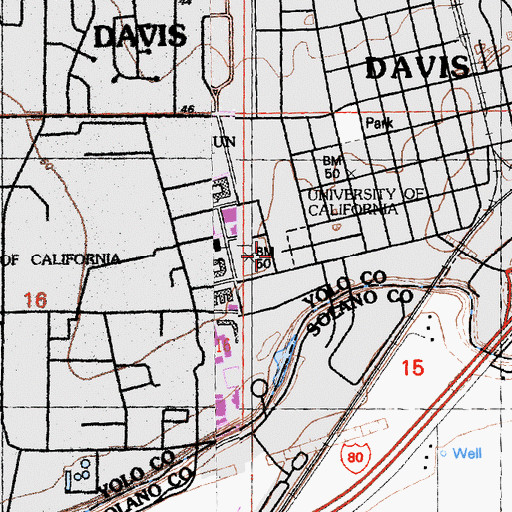 Topographic Map of South Hall, CA