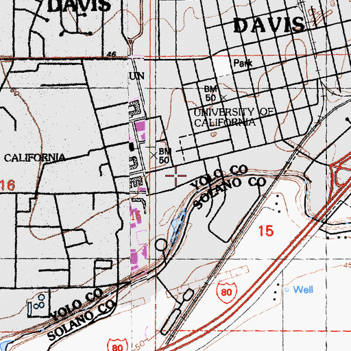 Topographic Map of Sproul Hall, CA