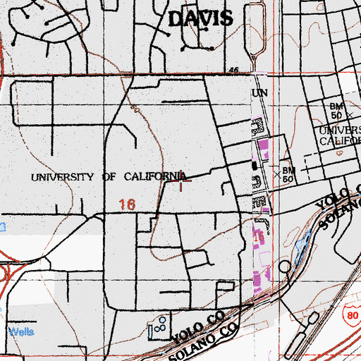 Topographic Map of Storer Hall, CA