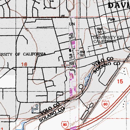 Topographic Map of Walker Hall, CA