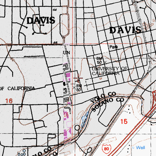 Topographic Map of Young Hall, CA