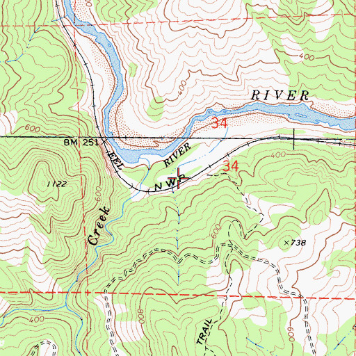 Topographic Map of Brock Creek (historical), CA