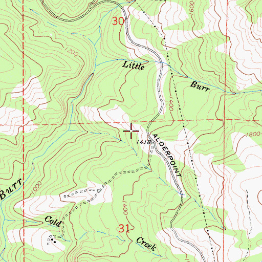Topographic Map of Burr Creek School (historical), CA