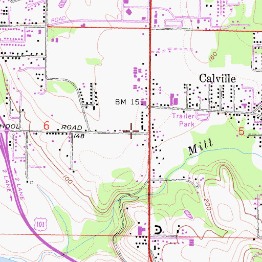Topographic Map of Washington School (historical), CA