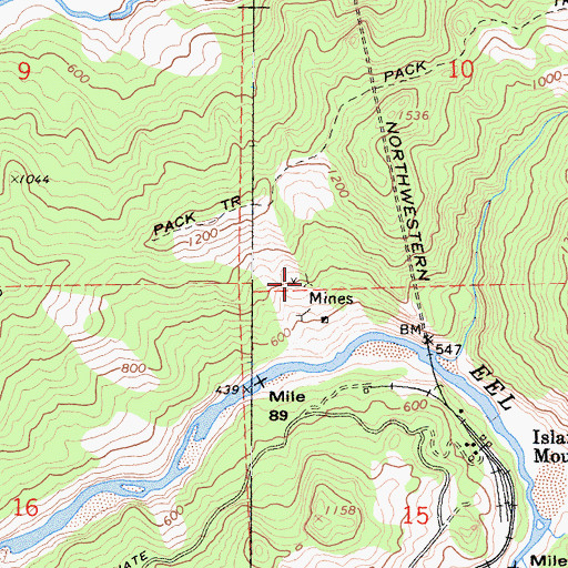 Topographic Map of Island Mountain Mine, CA