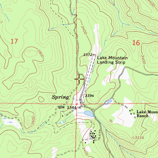 Topographic Map of Lake Mountain Landing Strip (historical), CA