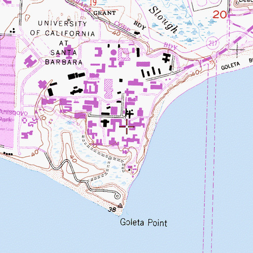 Topographic Map of Anacapa Hall, CA