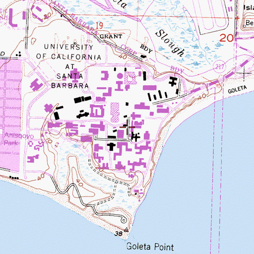 Topographic Map of Noble Hall, CA