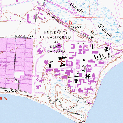 Topographic Map of South Hall, CA
