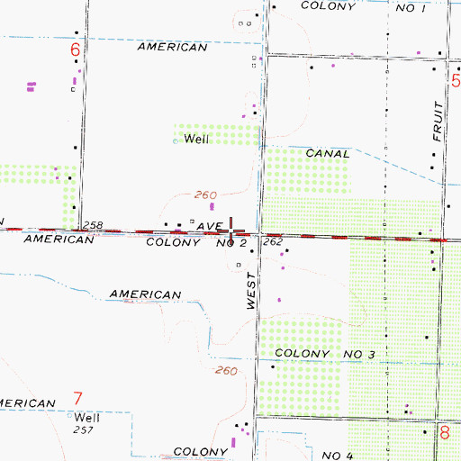 Topographic Map of American Colony School (historical), CA