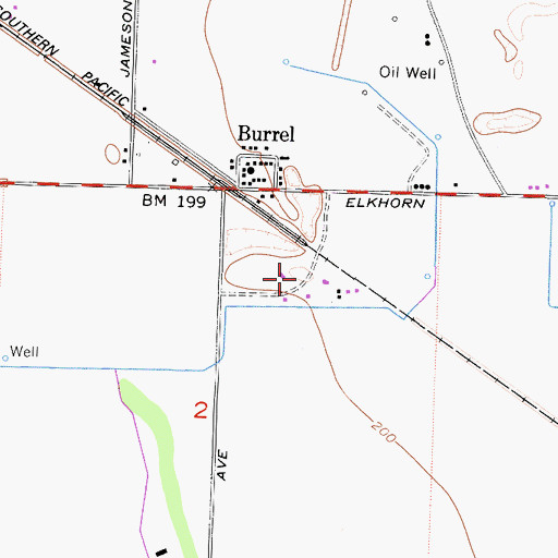 Topographic Map of Burrel Ranch (historical), CA