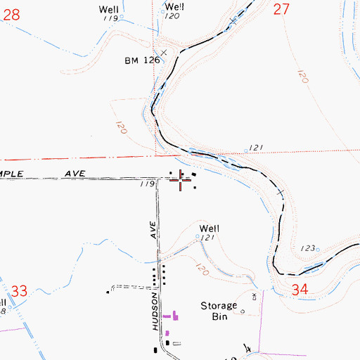 Topographic Map of Temple Ranch, CA