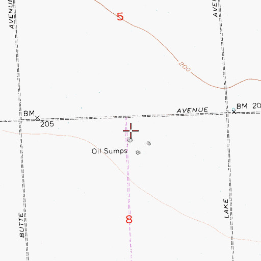 Topographic Map of Towne Oil Station (historical), CA