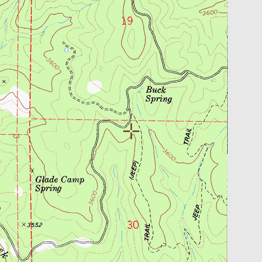 Topographic Map of Glade Campground (historical), CA