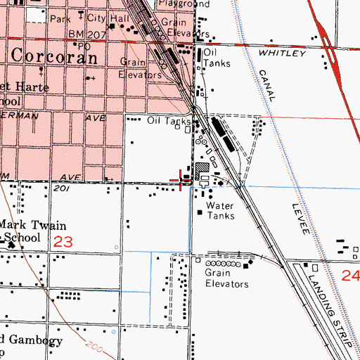 Topographic Map of South Corcoran, CA