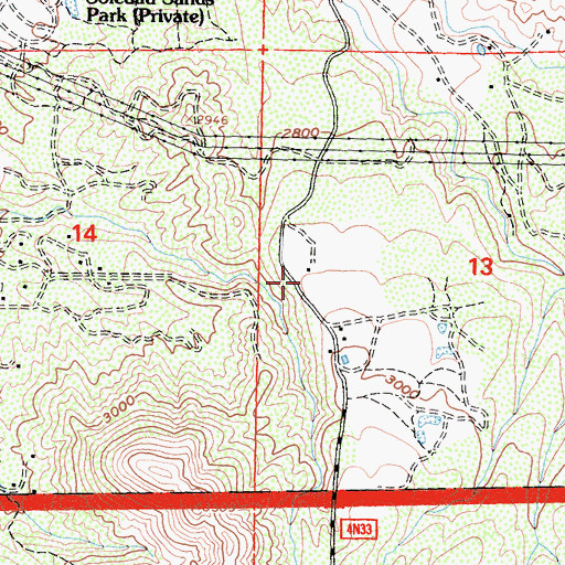 Topographic Map of Glynmildon Ranch, CA