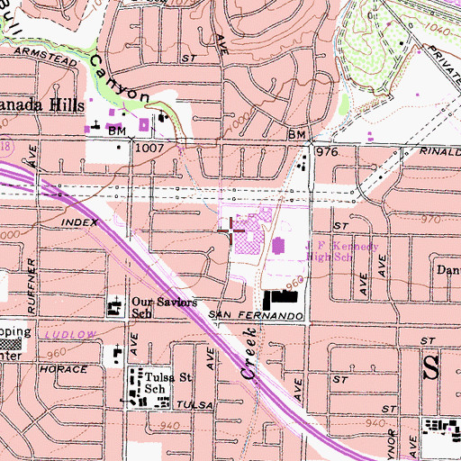 Topographic Map of J F Kennedy High School, CA