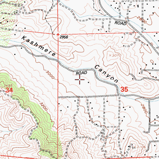Topographic Map of Jones Ranch, CA