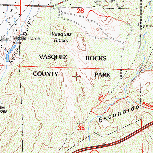 Topographic Map of Vasquez Rocks Park, CA