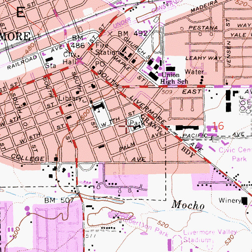 Topographic Map of Bothwell Recreation Center, CA