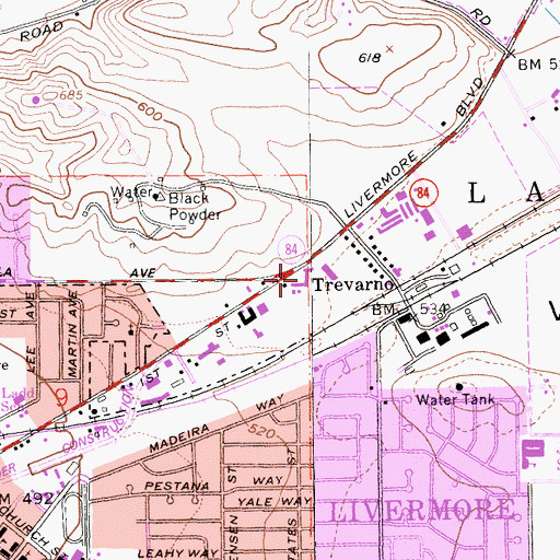 Topographic Map of First Street Business Park, CA